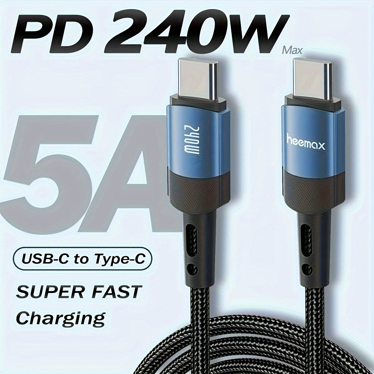 240W High-Speed USB-C Charge Cable - Fast Charging Cord for iPhone 15/15 Pro Max, Samsung Galaxy S23/S22/S21, Pixel, MacBook Pro Air, iPad Pro Air, Dell - Durable 1ft/3.3ft/6.6ft/10ft Long Cord with Type-C Connector