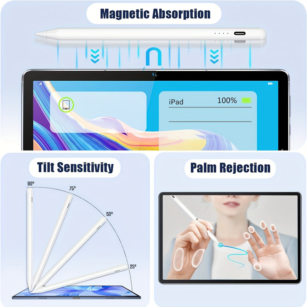 Stylus Pen for iPad - Fast Charging, Compatible with Apple Pencil 2nd Gen, iPad 9th/10th Gen, iPad Pro 11/12.9 3/4/5 Gen, iPad Mini 5/6, iPad 6/7/8, iPad Air 3/4/5, and More (2018-2024)