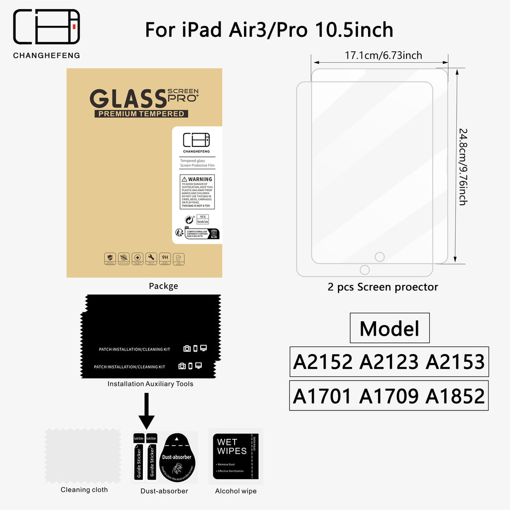 This Is a Pack of 2 Tempered Glass Screen Protectors for Ipad Models Including The 11Th, 10Th, 9Th, 8Th, 7Th, 6Th, 5Th, Air 7, Air 6, Air 5, Air 4, Air 3, Mini 7, Mini 6, Mini 5, And Mini 4 (2018/2020/2019/2020/2022/2023/2024