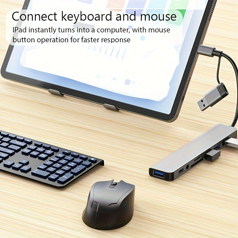 8-Port USB C Hub - Expand Your Laptop's Capabilities with USB 3.0, USB 2.0, Micro SD/TF Card Reader, Microphone/Audio, and More - Ideal for MacBook Pro, iMac, iPad Pro, and Other USB-C Devices