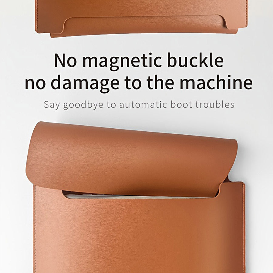 Versatile Laptop Sleeve - Faux Leather Notebook Case with Mouse Pad, Fits 13" to 16" for MacBook Air, Pro, Lenovo, HP - Perfect for Office & Coffee Shop Use - Available in Deep Brown/Pink