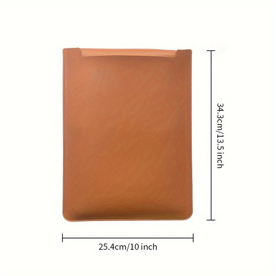 Versatile Laptop Sleeve - Faux Leather Notebook Case with Mouse Pad, Fits 13" to 16" for MacBook Air, Pro, Lenovo, HP - Perfect for Office & Coffee Shop Use - Available in Deep Brown/Pink