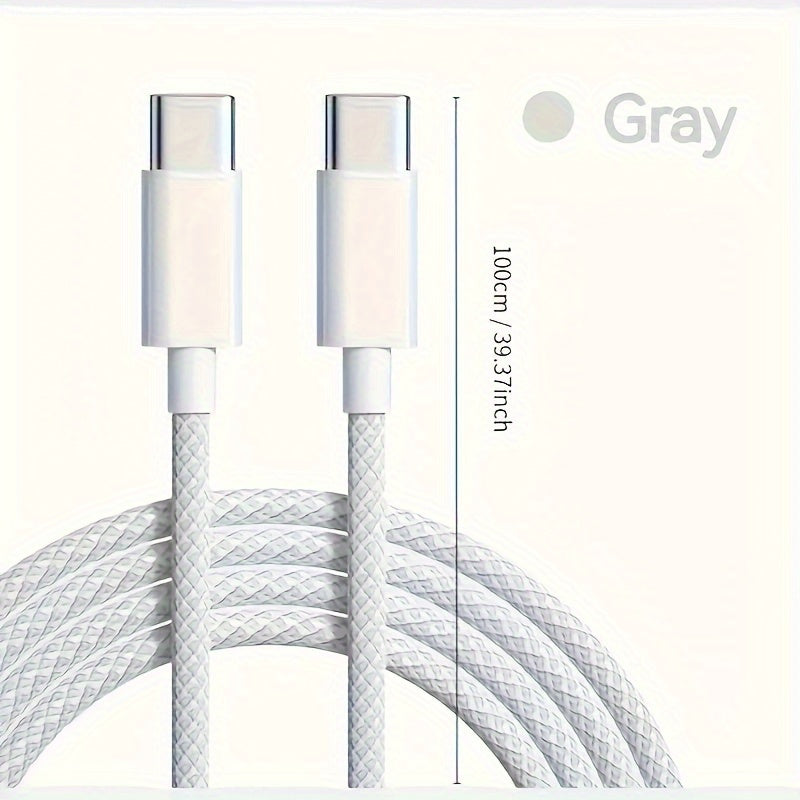 PD60W Macaron Nylon Braided Type-C to Type-C Fast Charge Data Cable 3A USB-C Cord For SamSung For Galaxy S22 S21 S20 Ultra Plus Note 20 10, For Google PIXEL 2/3/4 XL, For iPad Air4, For iPad Mini 6, For iPad Pro 2020, For Mac