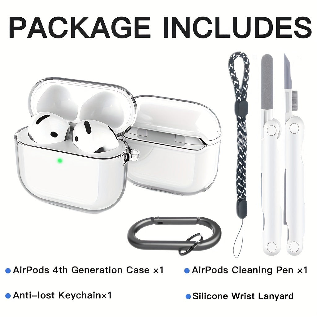 Clear Case for AirPods 4 with Active Noise Cancellation - Anti-Yellowing, Includes Cleaner Kit & Lanyard