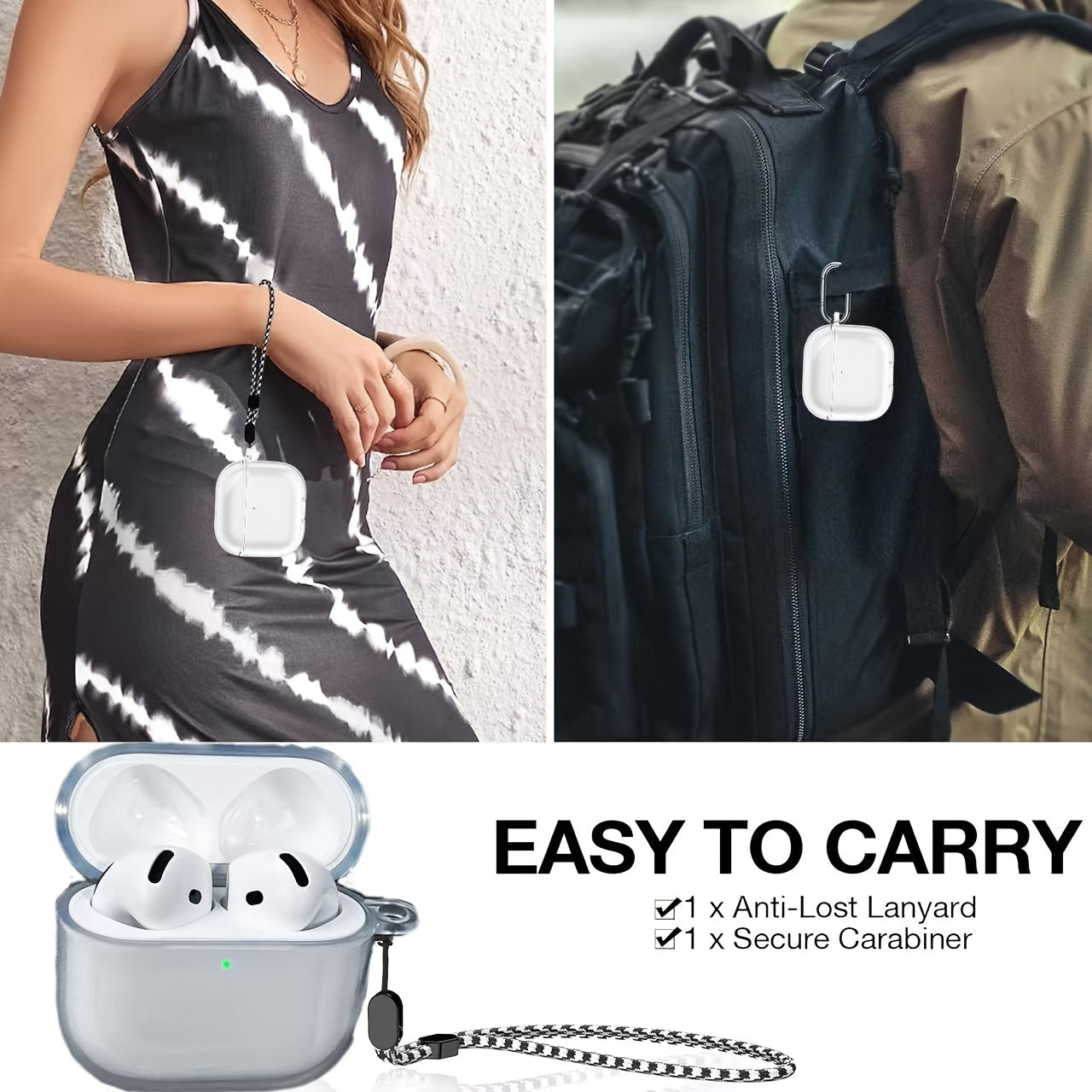 Clear Case for AirPods 4 with Active Noise Cancellation - Anti-Yellowing, Includes Cleaner Kit & Lanyard