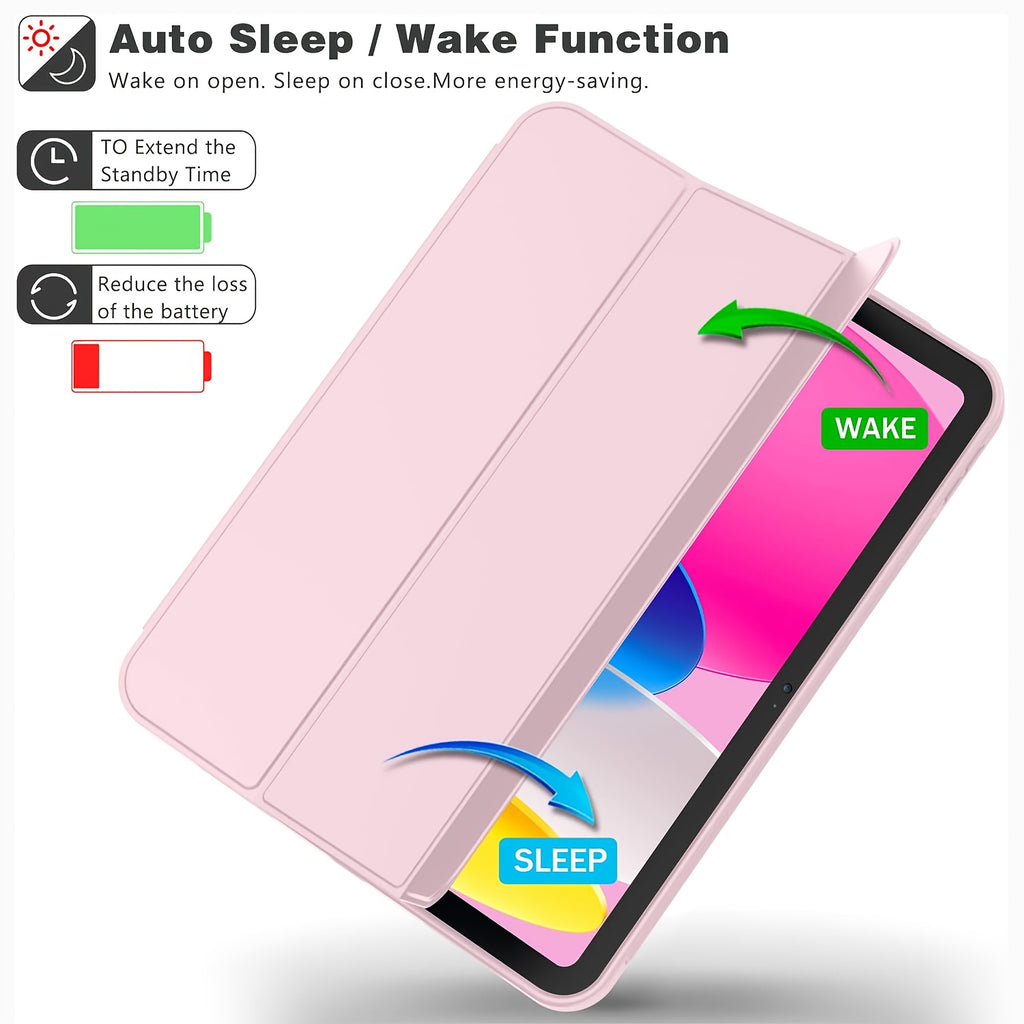 for iPad (A16) Case/for iPad 10th Generation Case [11-Inch 2025/10.9 Inch 2022] with Pencil Holder, Trifold Stand Smart Cover with Soft TPU Back, Auto Wake/Sleep