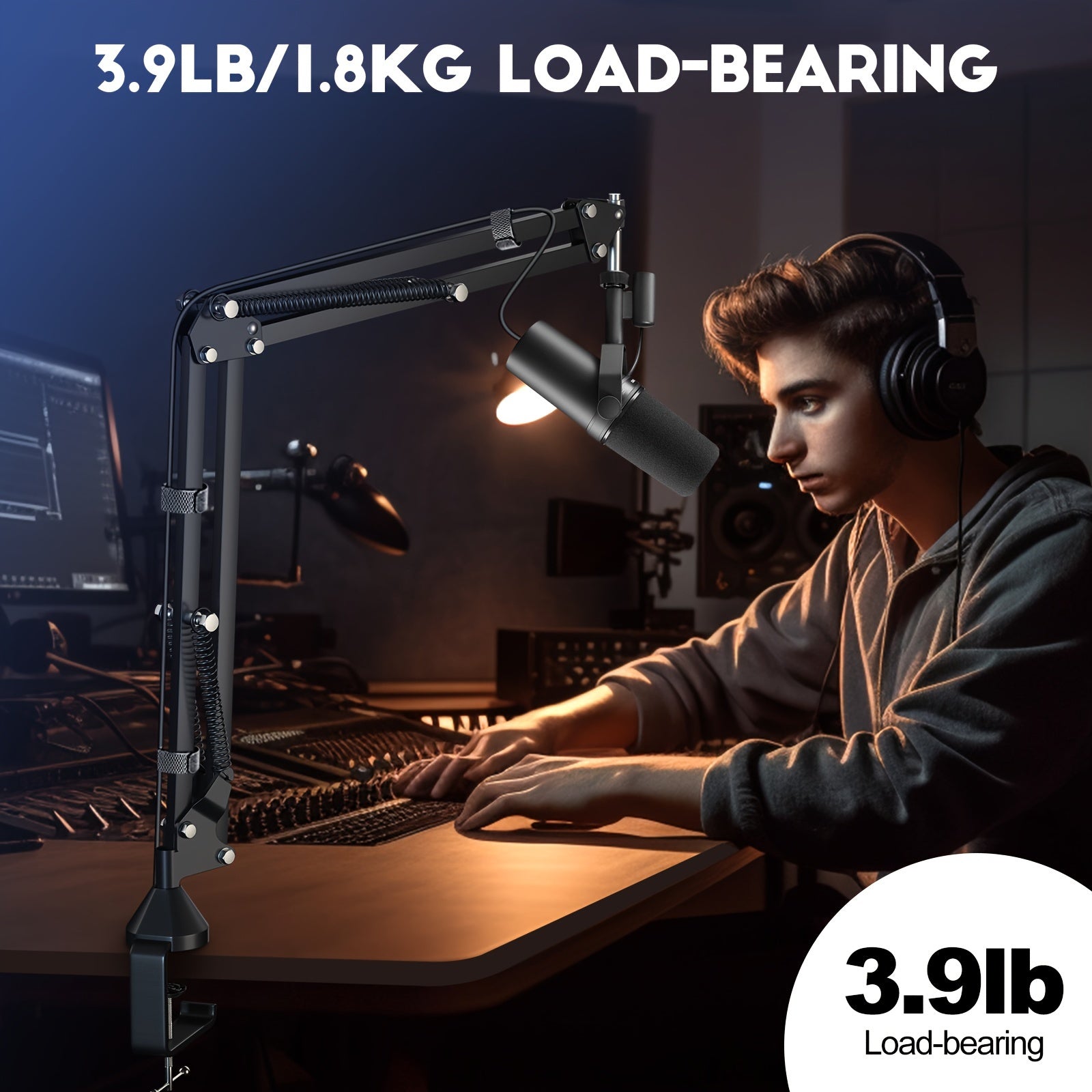 Microphone Arm, Aokeo AK-35 Microphone Desktop Stand - Microphone Suspension Rod Scissor Arm Stand Suitable For Blue Snowman, Blue Snowball ICE, QuadCast, Elgato