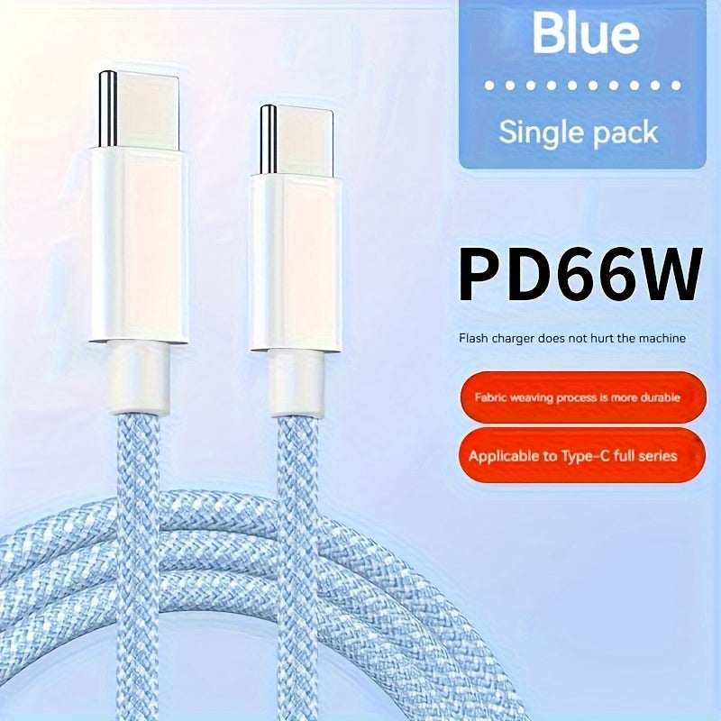 PD60W Macaron Nylon Braided Type-C to Type-C Fast Charge Data Cable 3A USB-C Cord For SamSung For Galaxy S22 S21 S20 Ultra Plus Note 20 10, For Google PIXEL 2/3/4 XL, For iPad Air4, For iPad Mini 6, For iPad Pro 2020, For Mac