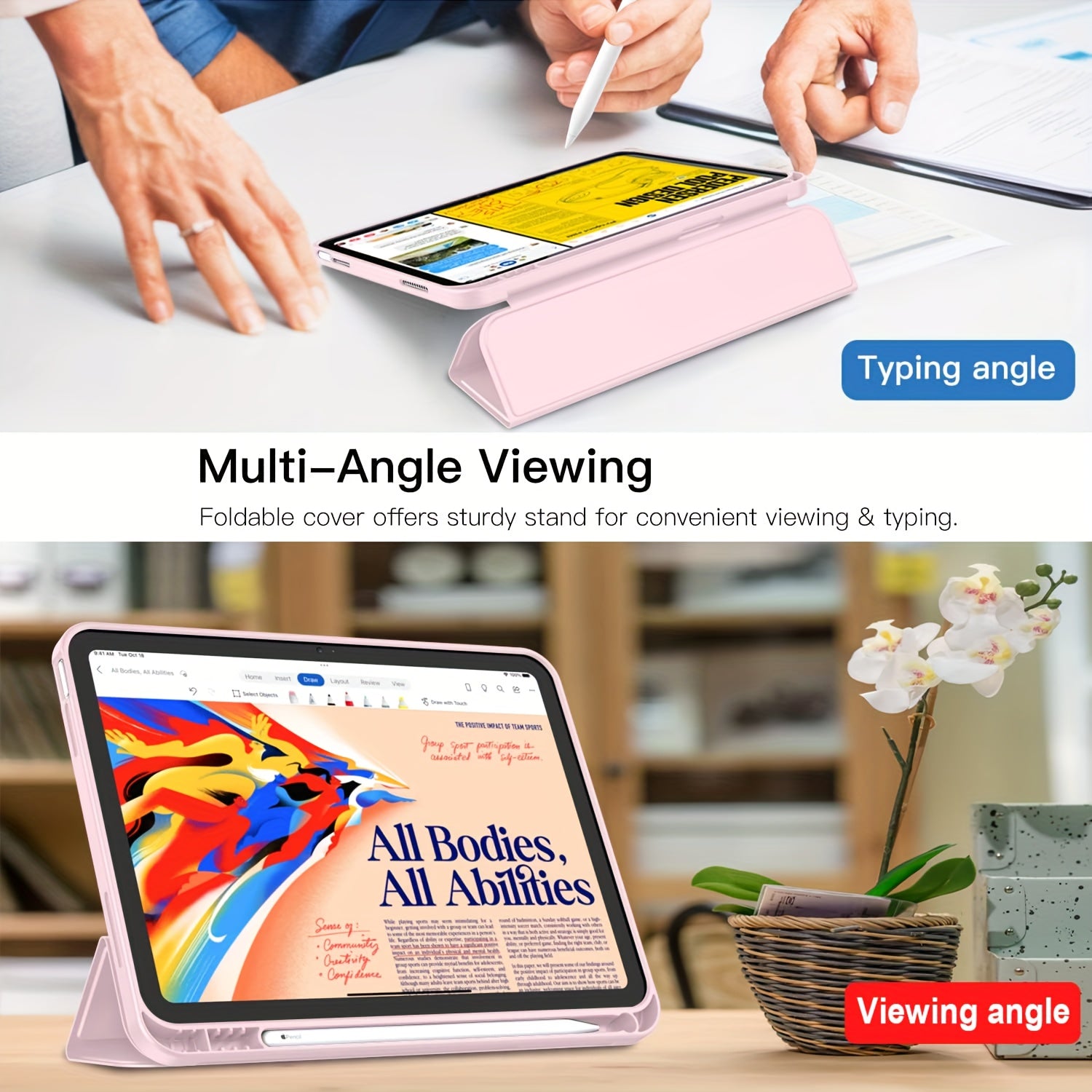 for iPad (A16) Case/for iPad 10th Generation Case [11-Inch 2025/10.9 Inch 2022] with Pencil Holder, Trifold Stand Smart Cover with Soft TPU Back, Auto Wake/Sleep