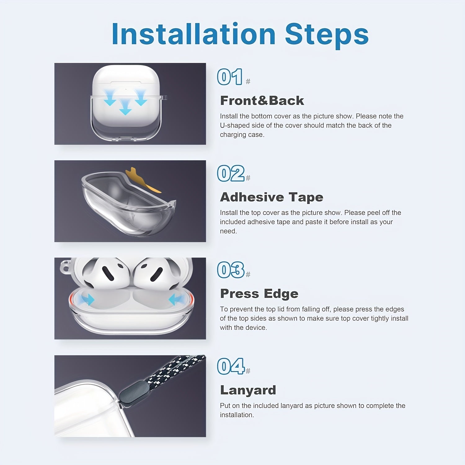 Clear Case for AirPods 4 with Active Noise Cancellation - Anti-Yellowing, Includes Cleaner Kit & Lanyard