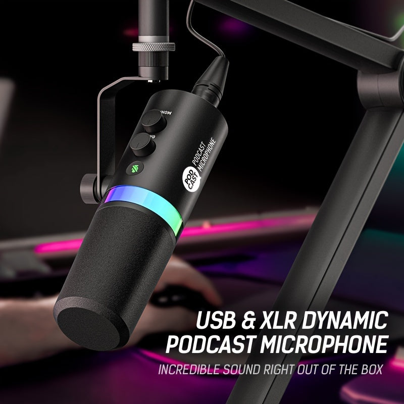 SDM70 XLR/USB Dynamic Microphone, RGB Podcast Mic with Software for Streaming, Gaming, Recording, Voice-Over, Metal Microphone with Mute Eid Al-Adha Mubarak