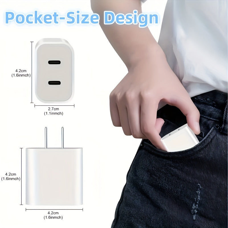 1/2Pack 20W For IPhone 16/16 Pro Max Charger Fast Charging, 20W Dual Port USB C Charger Block With 10FT Long USB C To C Charging Cable Cord For IPhone 16/16Pro/16Pro Max/ 15 Pro Max/15Pro/15/15Plus, For IPad Pro/Air, For Sams