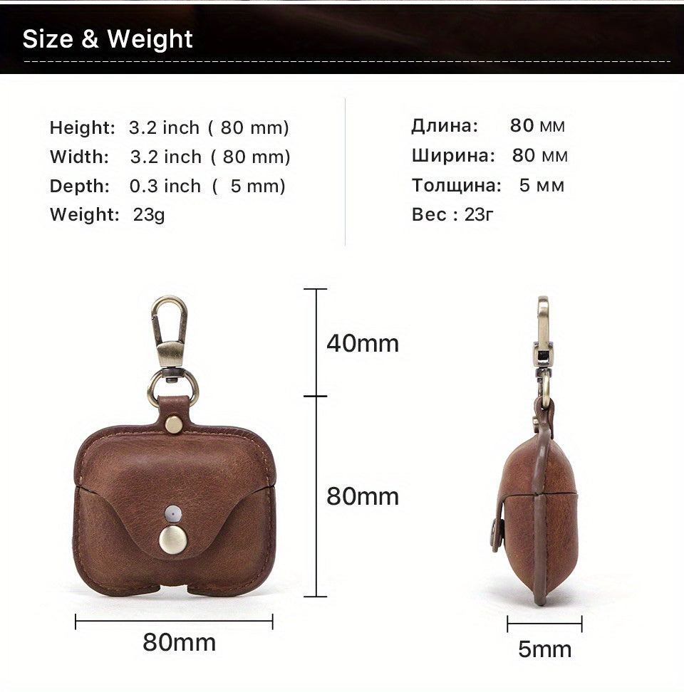 Luxury Italian Crazy Horse Leather Protective Case for AirPods Pro & 3 - Premium Cowhide Wireless Earbud Cover