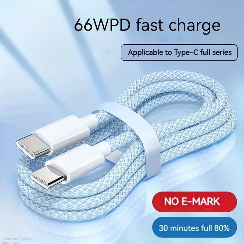 PD60W Macaron Nylon Braided Type-C to Type-C Fast Charge Data Cable 3A USB-C Cord For SamSung For Galaxy S22 S21 S20 Ultra Plus Note 20 10, For Google PIXEL 2/3/4 XL, For iPad Air4, For iPad Mini 6, For iPad Pro 2020, For Mac