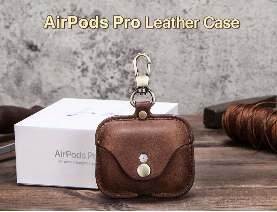 Luxury Italian Crazy Horse Leather Protective Case for AirPods Pro & 3 - Premium Cowhide Wireless Earbud Cover