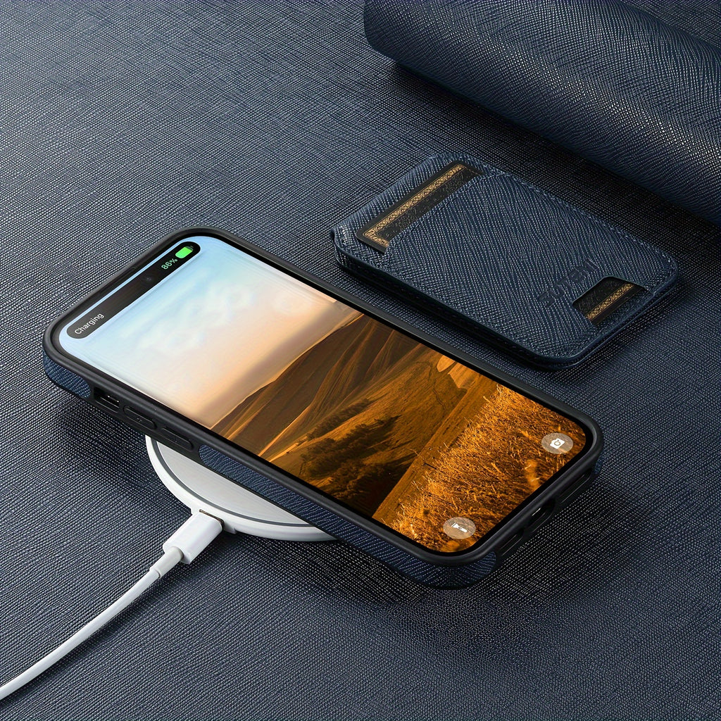 SUTENI Two-in-one Compatible Magnetic Wireless Charging Mobile Phone Case Luxury Faux Leather Card Holder Bracket Protective Case For iPhone 16 Pro Max 15 Plus 14 13 12