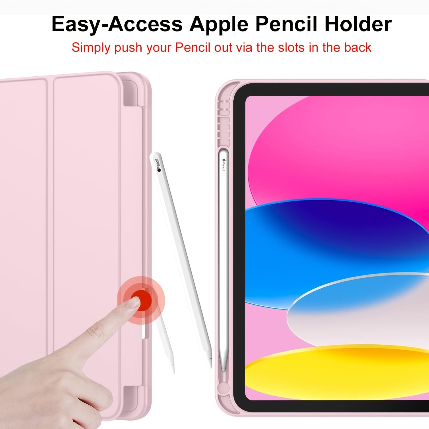 for iPad (A16) Case/for iPad 10th Generation Case [11-Inch 2025/10.9 Inch 2022] with Pencil Holder, Trifold Stand Smart Cover with Soft TPU Back, Auto Wake/Sleep