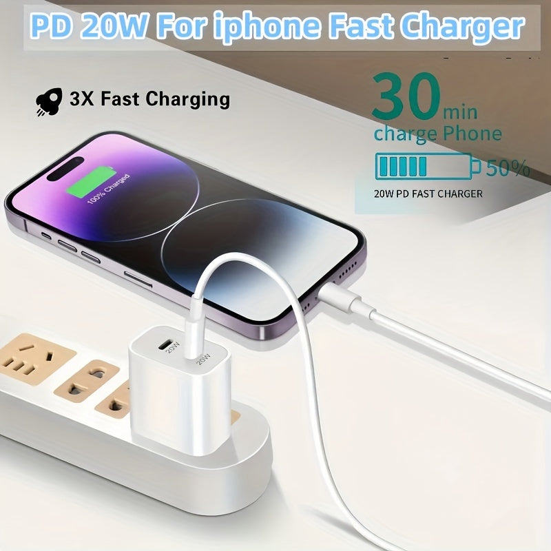 1/2Pack 20W For IPhone 16/16 Pro Max Charger Fast Charging, 20W Dual Port USB C Charger Block With 10FT Long USB C To C Charging Cable Cord For IPhone 16/16Pro/16Pro Max/ 15 Pro Max/15Pro/15/15Plus, For IPad Pro/Air, For Sams