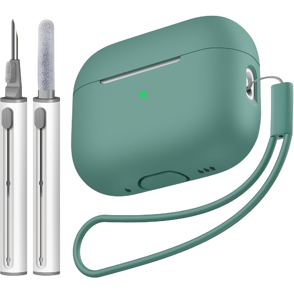 Kekoa for Airpods Pro 2nd Generation Case (2022/2023) with Cleaner Kit - Soft Silicone Protective Cover, LED Indicator Visibility, Includes Lanyard and Cleaning Pen for Women and Men - Black, Apple AirPod Pro 2 Gen Case Cover