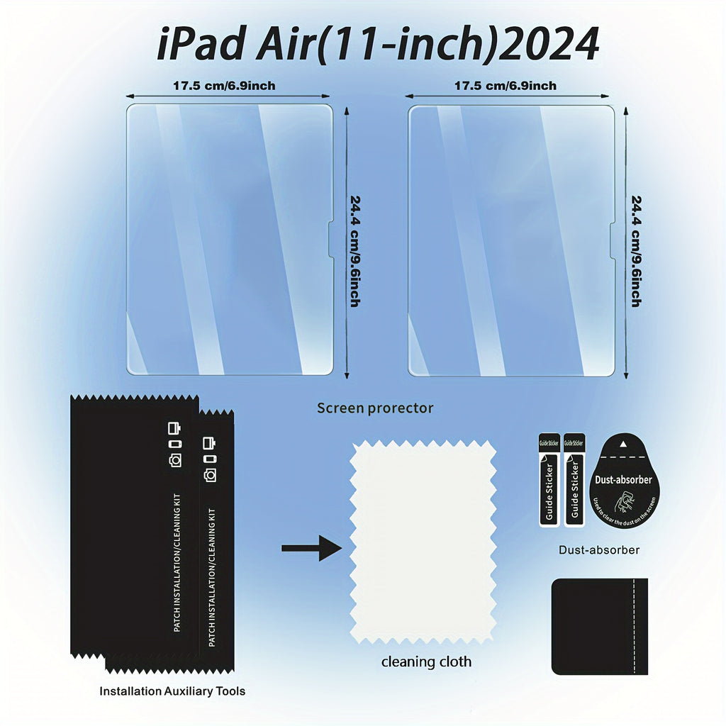 This Is a Pack of 2 Tempered Glass Screen Protectors for Ipad Models Including The 11Th, 10Th, 9Th, 8Th, 7Th, 6Th, 5Th, Air 7, Air 6, Air 5, Air 4, Air 3, Mini 7, Mini 6, Mini 5, And Mini 4 (2018/2020/2019/2020/2022/2023/2024