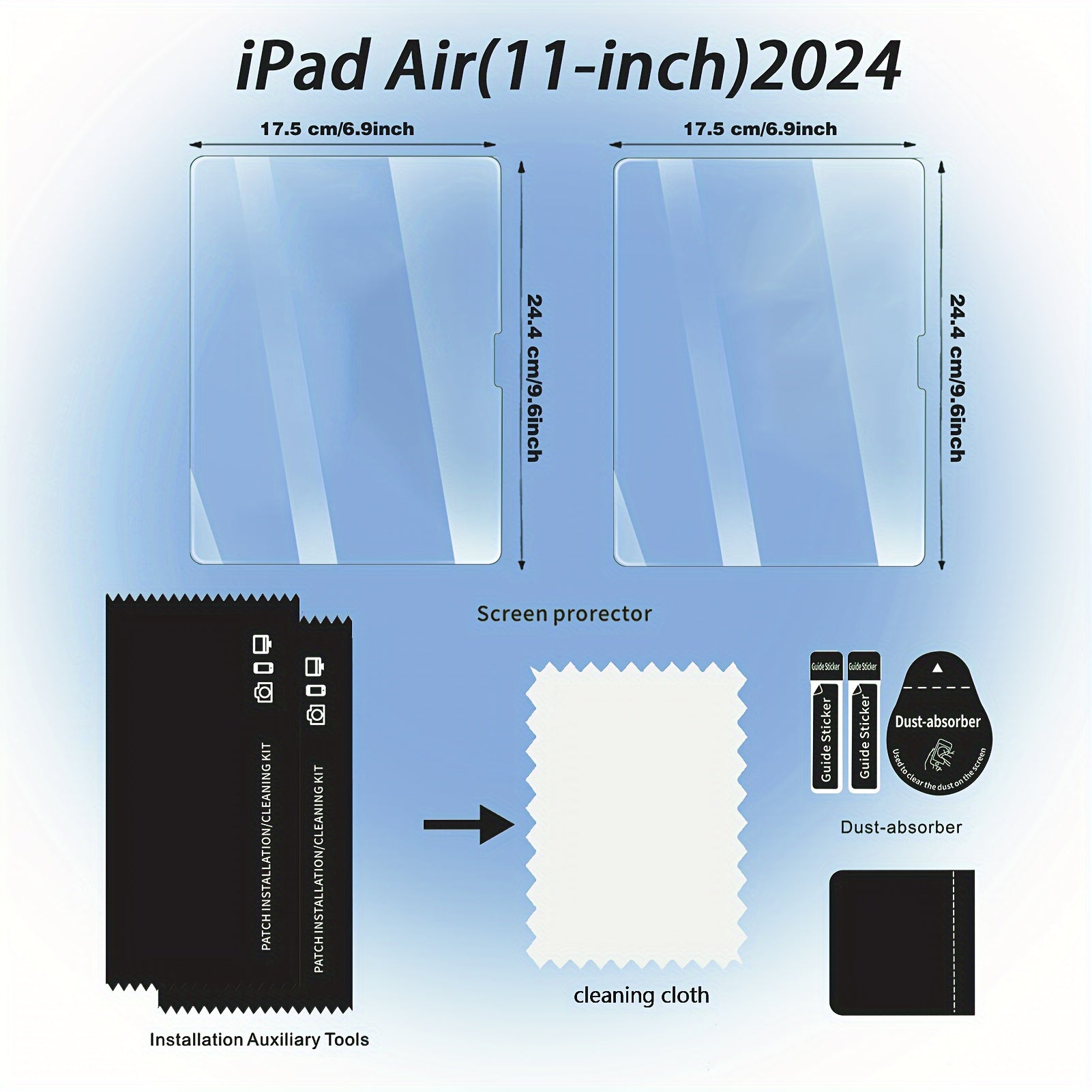 This Is a Pack of 2 Tempered Glass Screen Protectors for Ipad Models Including The 11Th, 10Th, 9Th, 8Th, 7Th, 6Th, 5Th, Air 7, Air 6, Air 5, Air 4, Air 3, Mini 7, Mini 6, Mini 5, And Mini 4 (2018/2020/2019/2020/2022/2023/2024