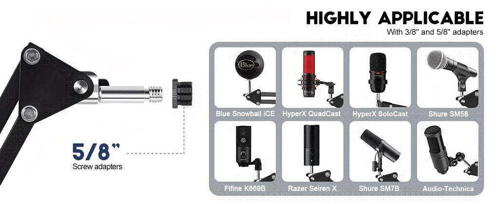 Microphone Arm, Aokeo AK-35 Microphone Desktop Stand - Microphone Suspension Rod Scissor Arm Stand Suitable For Blue Snowman, Blue Snowball ICE, QuadCast, Elgato