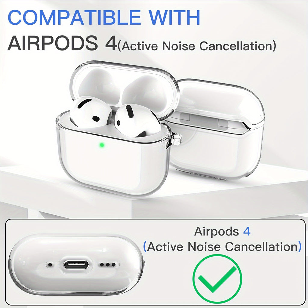 Clear Case for AirPods 4 with Active Noise Cancellation - Anti-Yellowing, Includes Cleaner Kit & Lanyard