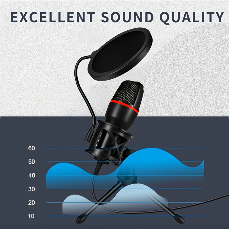 USB Streaming Podcast PC Microphone with RGB Lighting, Tripod Stand & Pop Filter, USB-C Connectivity, Small Diaphragm Condenser Mic, Plug & Play with Laptops and Desktop Computers, No Battery Required