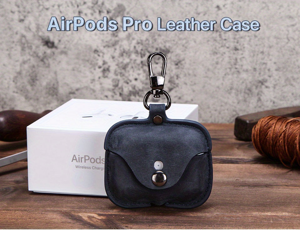 Luxury Italian Crazy Horse Leather Protective Case for AirPods Pro & 3 - Premium Cowhide Wireless Earbud Cover