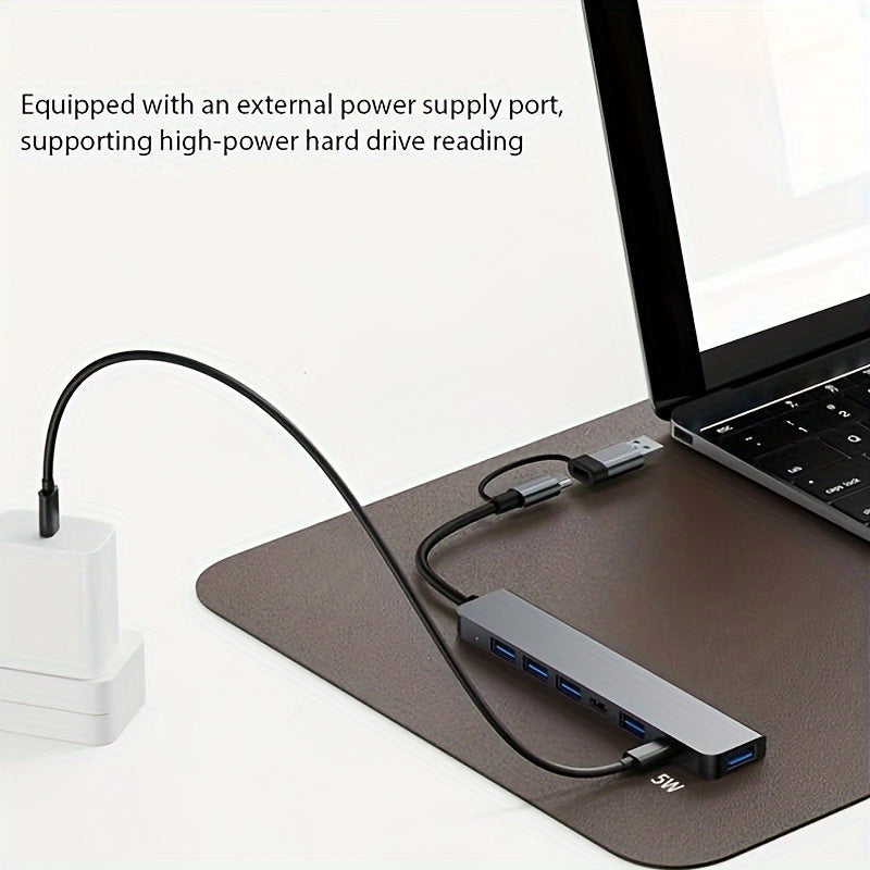8-Port USB C Hub - Expand Your Laptop's Capabilities with USB 3.0, USB 2.0, Micro SD/TF Card Reader, Microphone/Audio, and More - Ideal for MacBook Pro, iMac, iPad Pro, and Other USB-C Devices