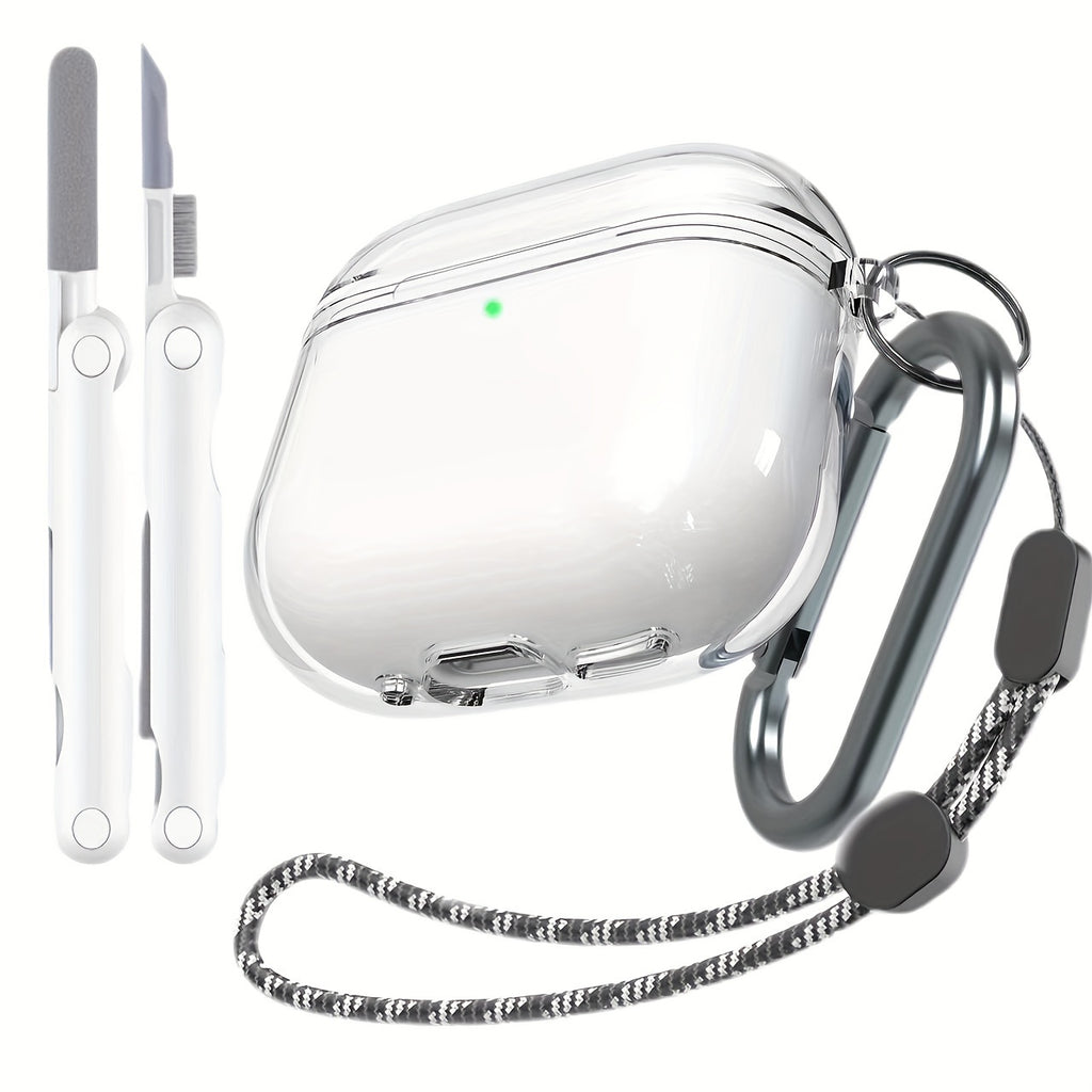 Clear Case for AirPods 4 with Active Noise Cancellation - Anti-Yellowing, Includes Cleaner Kit & Lanyard