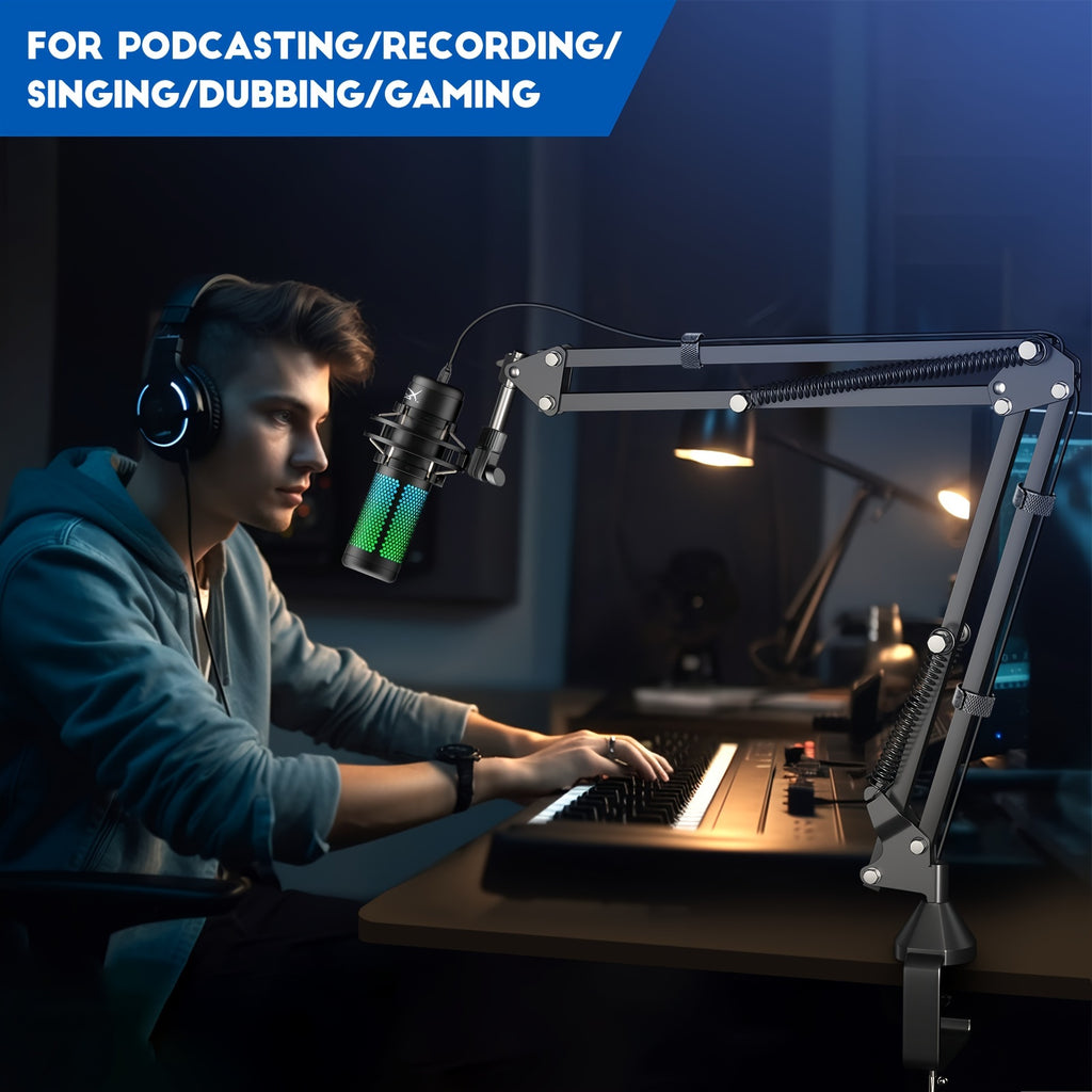 Microphone Arm, Aokeo AK-35 Microphone Desktop Stand - Microphone Suspension Rod Scissor Arm Stand Suitable For Blue Snowman, Blue Snowball ICE, QuadCast, Elgato