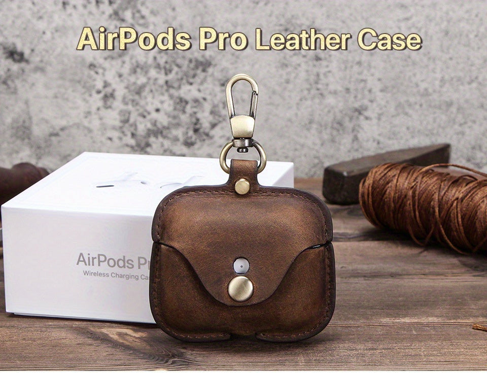 Luxury Italian Crazy Horse Leather Protective Case for AirPods Pro & 3 - Premium Cowhide Wireless Earbud Cover