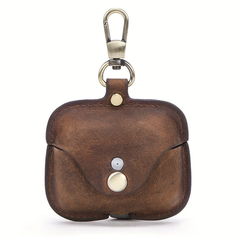Luxury Italian Crazy Horse Leather Protective Case for AirPods Pro & 3 - Premium Cowhide Wireless Earbud Cover