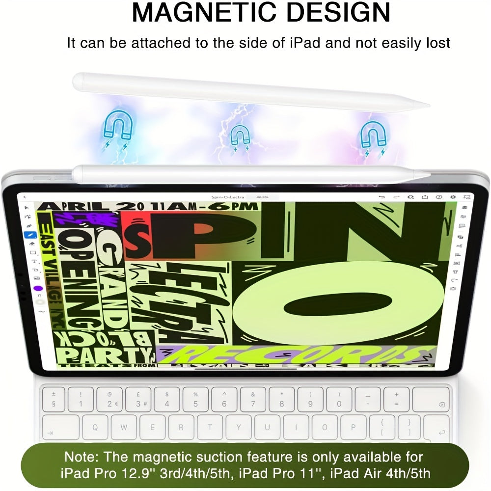 Stylus Pen For IPad (2018-2024) With Fast Charging & Palm Rejection, Compatible With Apple IPad Pro M4 2024, IPad Air M2 2024, IPad Pro 11/12.9 Inch, IPad 10-6th, IPad Air 5th-3rd, IPad Mini 6/5th