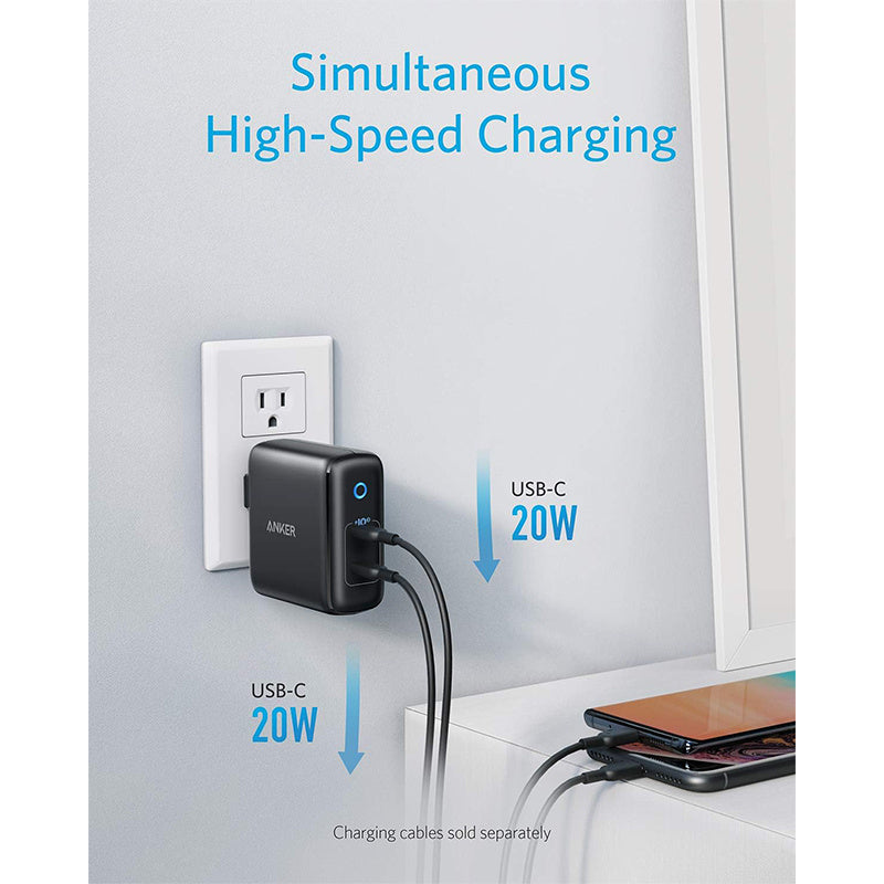 USB C Charger, Anker 40W 2-Port PIQ 3.0, PowerPort III Duo Type C Foldable Fast Charger, Power Delivery for iPhone 14/14 Plus/14 Pro/14 Pro Max/13, Galaxy, Pixel, iPad/iPad Mini, and More