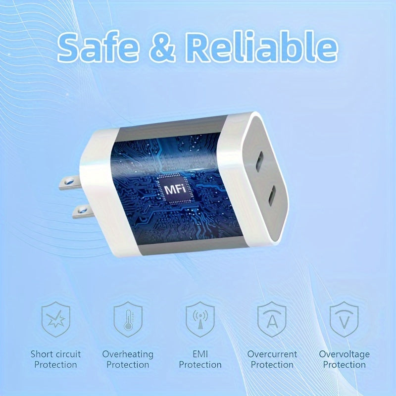 1/2Pack 20W For IPhone 16/16 Pro Max Charger Fast Charging, 20W Dual Port USB C Charger Block With 10FT Long USB C To C Charging Cable Cord For IPhone 16/16Pro/16Pro Max/ 15 Pro Max/15Pro/15/15Plus, For IPad Pro/Air, For Sams