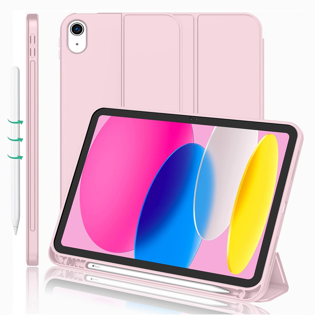 for iPad (A16) Case/for iPad 10th Generation Case [11-Inch 2025/10.9 Inch 2022] with Pencil Holder, Trifold Stand Smart Cover with Soft TPU Back, Auto Wake/Sleep