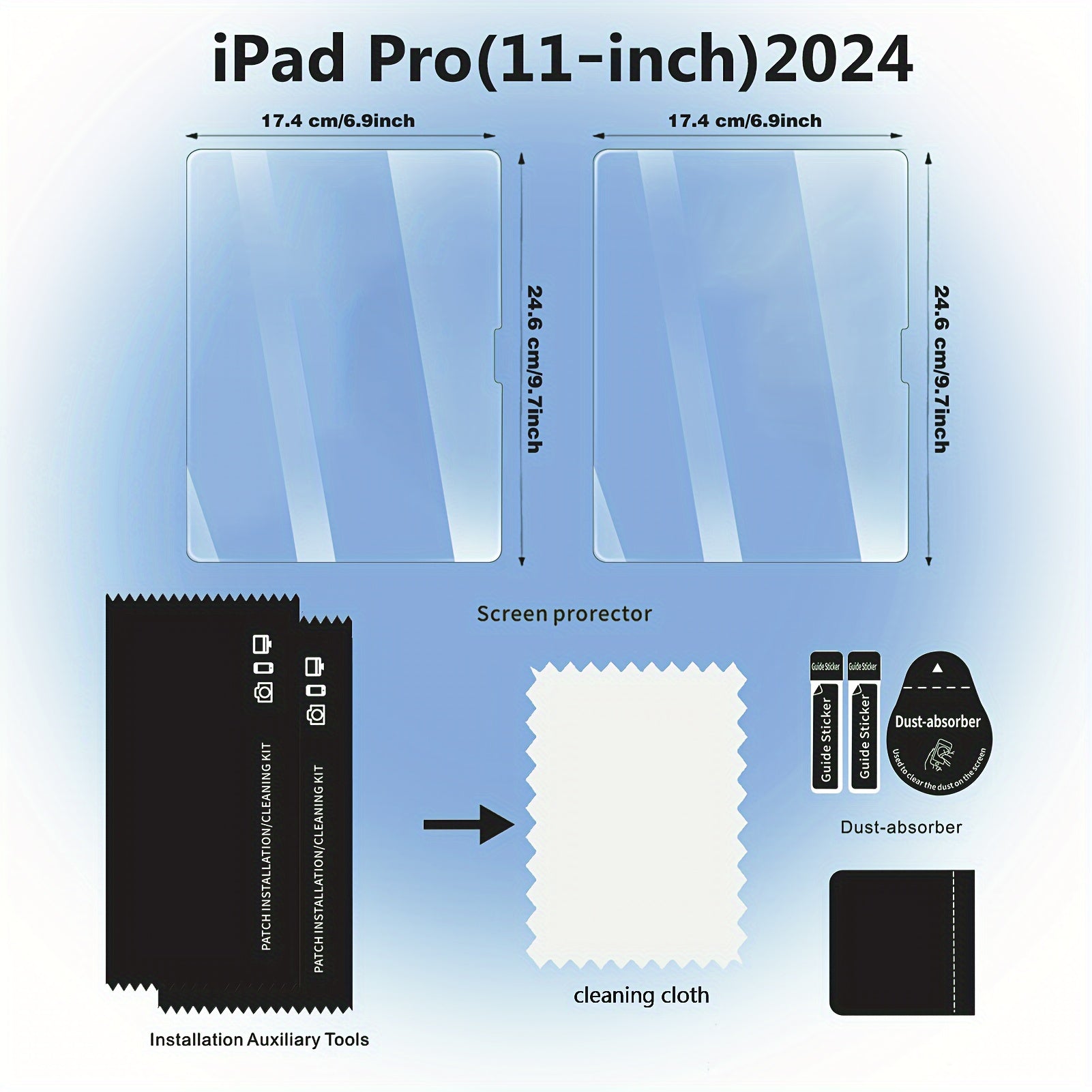 This Is a Pack of 2 Tempered Glass Screen Protectors for Ipad Models Including The 11Th, 10Th, 9Th, 8Th, 7Th, 6Th, 5Th, Air 7, Air 6, Air 5, Air 4, Air 3, Mini 7, Mini 6, Mini 5, And Mini 4 (2018/2020/2019/2020/2022/2023/2024