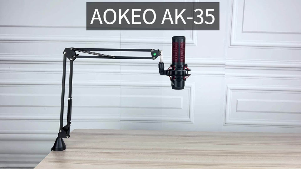 Microphone Arm, Aokeo AK-35 Microphone Desktop Stand - Microphone Suspension Rod Scissor Arm Stand Suitable For Blue Snowman, Blue Snowball ICE, QuadCast, Elgato