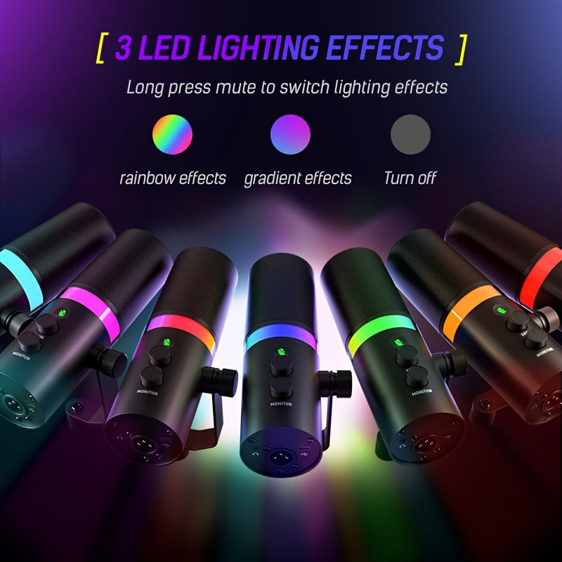 SDM70 XLR/USB Dynamic Microphone, RGB Podcast Mic with Software for Streaming, Gaming, Recording, Voice-Over, Metal Microphone with Mute Eid Al-Adha Mubarak