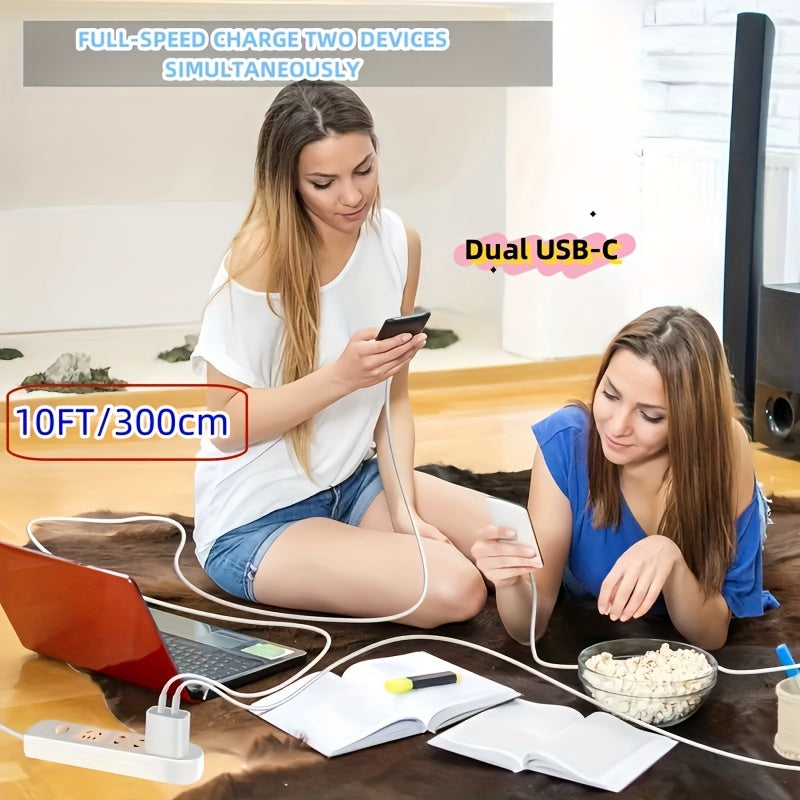 1/2Pack 20W For IPhone 16/16 Pro Max Charger Fast Charging, 20W Dual Port USB C Charger Block With 10FT Long USB C To C Charging Cable Cord For IPhone 16/16Pro/16Pro Max/ 15 Pro Max/15Pro/15/15Plus, For IPad Pro/Air, For Sams