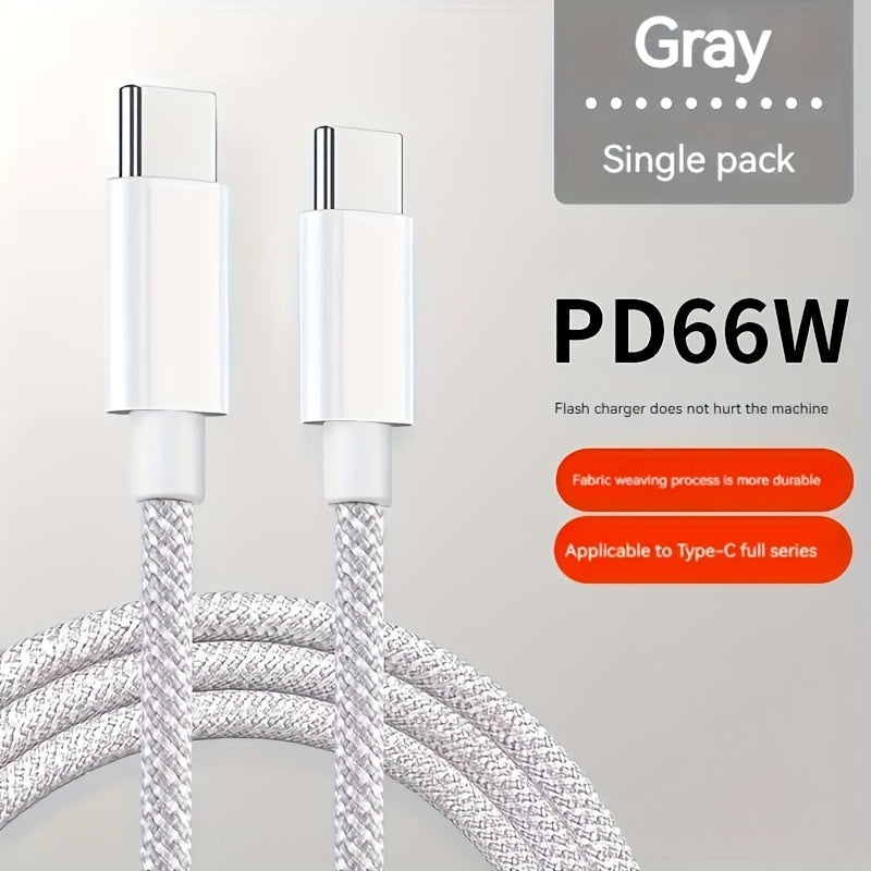 PD60W Macaron Nylon Braided Type-C to Type-C Fast Charge Data Cable 3A USB-C Cord For SamSung For Galaxy S22 S21 S20 Ultra Plus Note 20 10, For Google PIXEL 2/3/4 XL, For iPad Air4, For iPad Mini 6, For iPad Pro 2020, For Mac