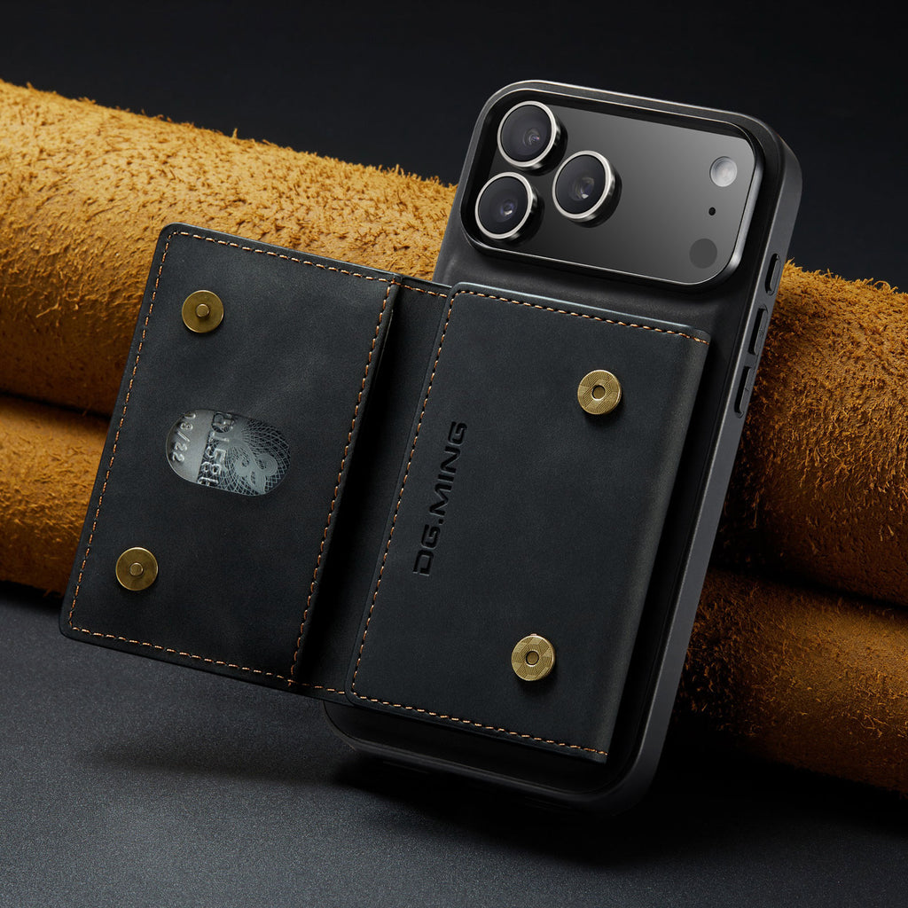 2-in-1 Magnetic Wallet Phone Case with Card Holder | PU Leather Shockproof Detachable Stand Cover for iPhone 17/16/15/14/13/12/11 Pro Max