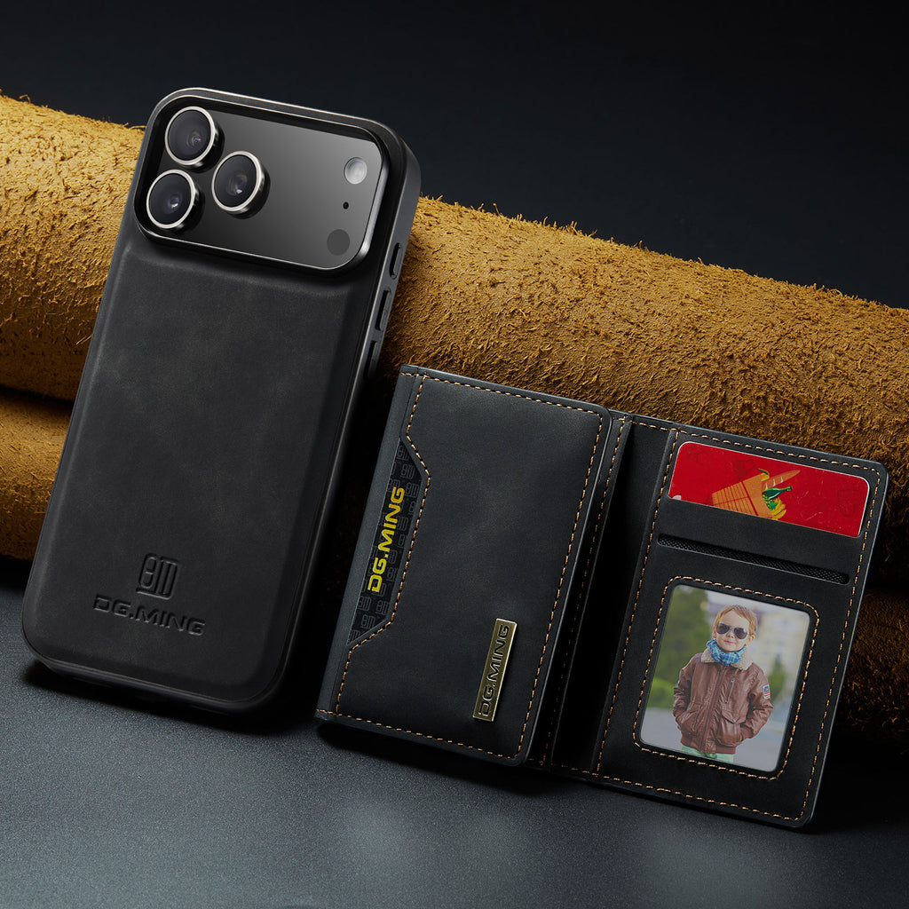 2-in-1 Magnetic Wallet Phone Case with Card Holder | PU Leather Shockproof Detachable Stand Cover for iPhone 17/16/15/14/13/12/11 Pro Max