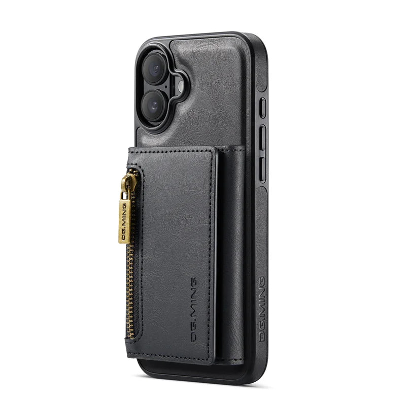 Premium Luxury Wallet Phone Case with Zipper 2 in 1 Detachable Wallet Case with Multi Card Slots for IPhone16 15 14 Pro Max