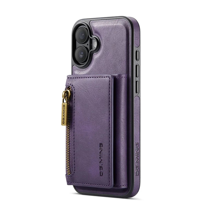 Premium Luxury Wallet Phone Case with Zipper 2 in 1 Detachable Wallet Case with Multi Card Slots for IPhone16 15 14 Pro Max