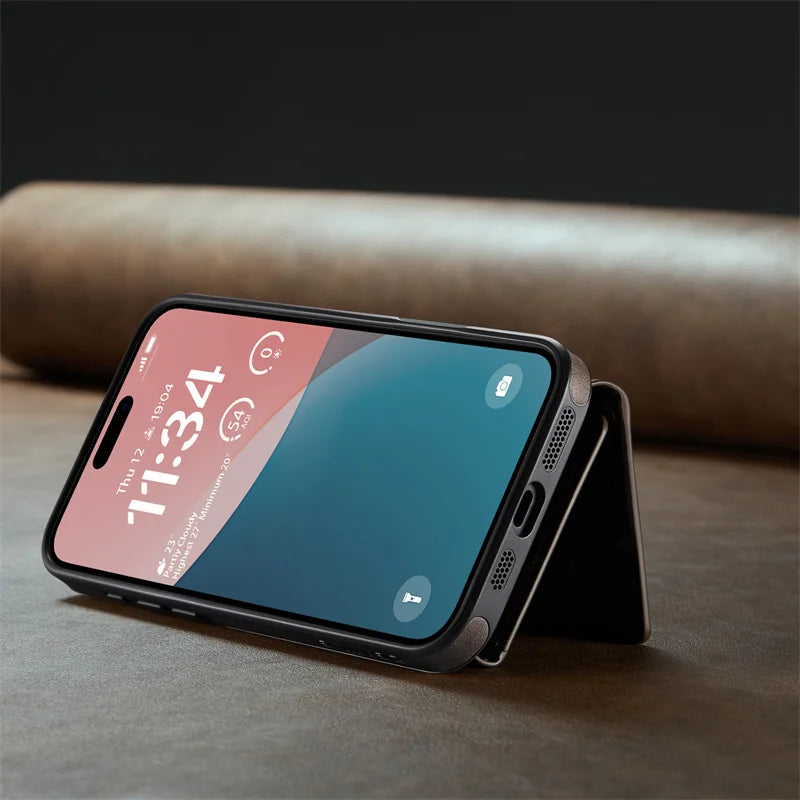 Premium Luxury Wallet Phone Case with Zipper 2 in 1 Detachable Wallet Case with Multi Card Slots for IPhone16 15 14 Pro Max