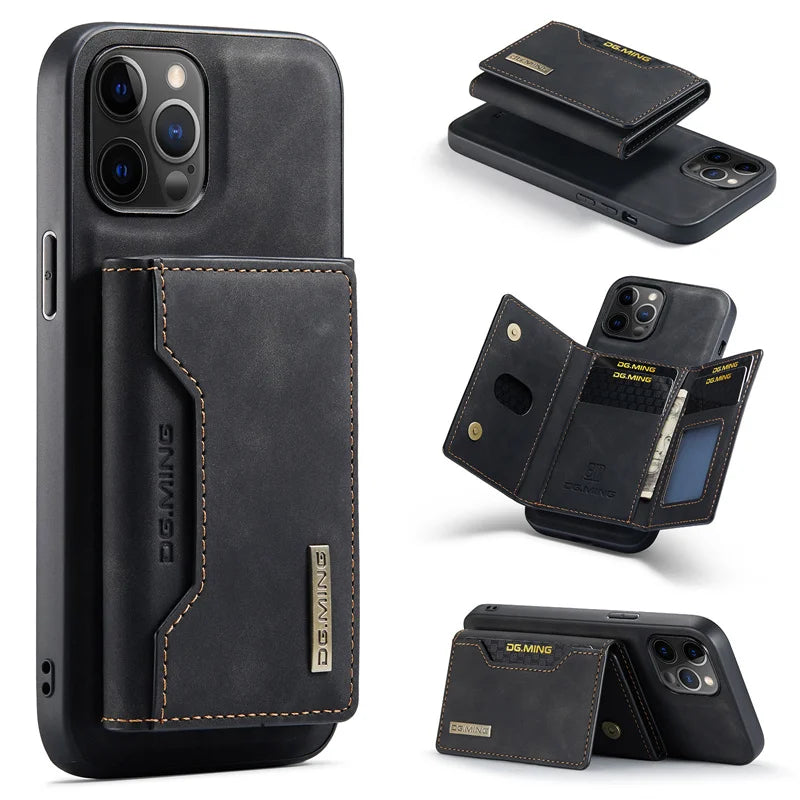 2 in 1 Detachable Leather Wallet Case With Magnetic Card Holder for Men Luxury for iphone 16 15 Pro Max case With Wallet