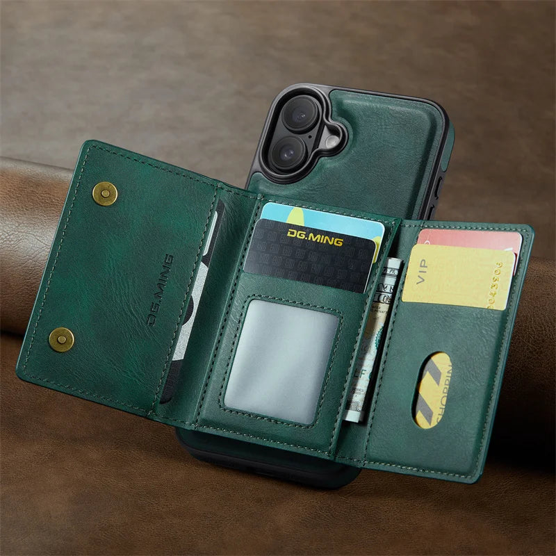 Premium Luxury Wallet Phone Case with Zipper 2 in 1 Detachable Wallet Case with Multi Card Slots for IPhone16 15 14 Pro Max